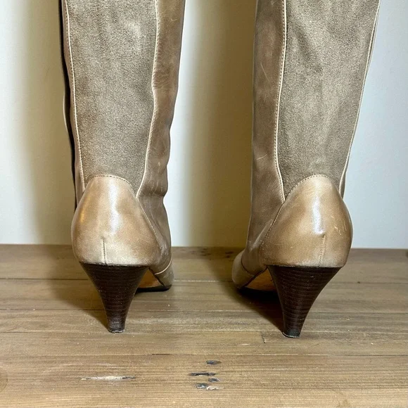 Cole Haan x Nike Air Taupe Leather Heeled Boots - Picture 5 of 7